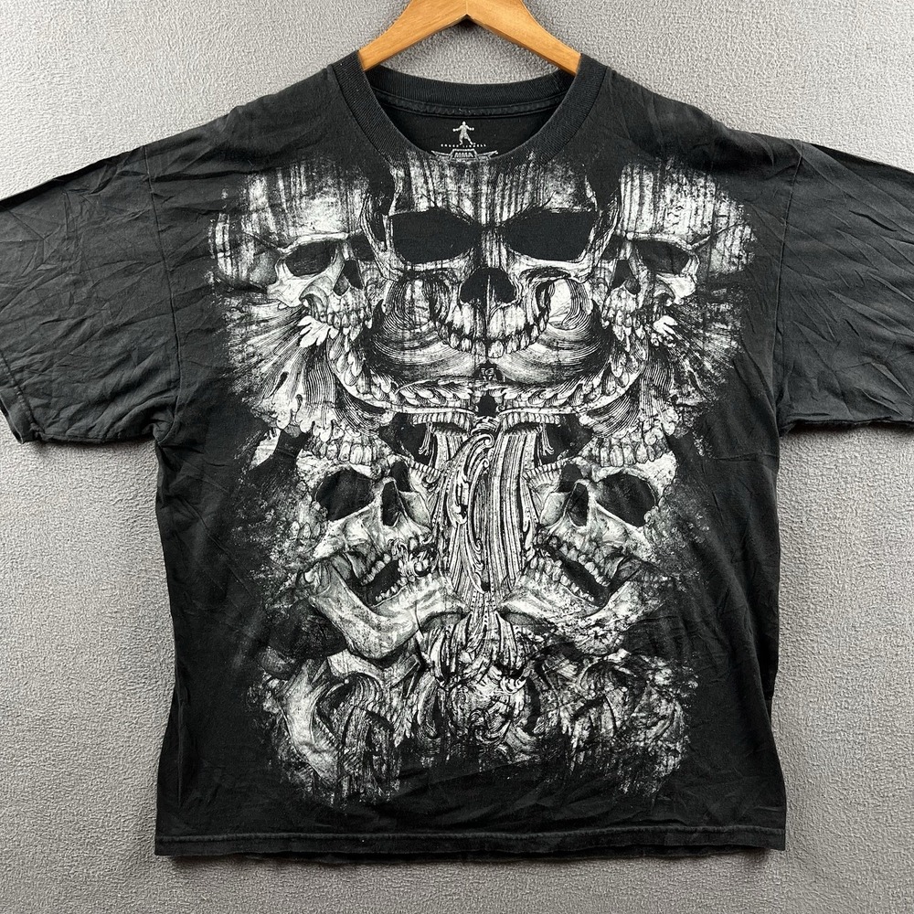 MMA Elite Shirt Mens XL Black Skull AOP Mall Goth Vintage Y2K MMA UFC Skulls